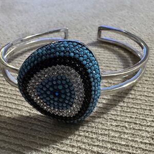 Silver and Blue Beaded Bracelet
